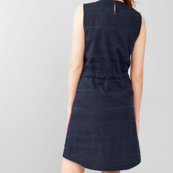 GAP Navy Burnout Stripe Tie Waist Cotton Dress L - Picture 2 of 4